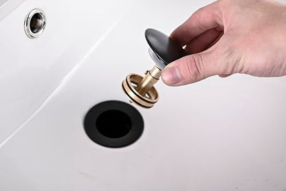 AVSIILE Matte Black Bathroom Sink Drain Without Overflow Vessel Sink Lavatory Vanity Pop Up Drain Stopper, All Metal Rustproof Brass and 304 Stainless Steel - color: Matte Black, style: Non-overflow