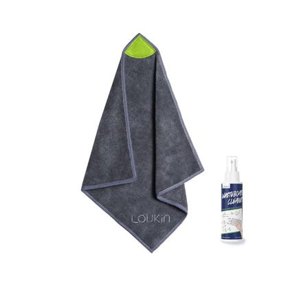 loukin Magnetic Whiteboard Cloth, Thick Microfiber Cloth with Cleaner | 12" x 12", Built-In Strong Magnet, Washable & Reusable, Scratch-Free, Wet & Dry Cleaning, Lint-Free, Multi-Surface Use
