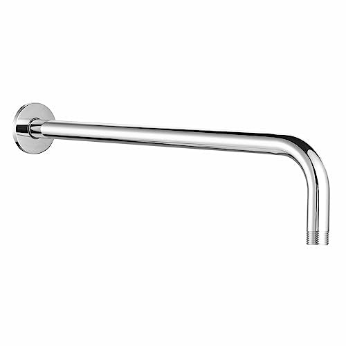 Voolan Shower Arm with Flange and Teflon Tape, Extension Shower Head Arm for Bathroom Fixed Shower Head, Solid Stainless Steel, Wall Mounted (15 Inch, Chrome) - color: Chrome, style: 15 Inch