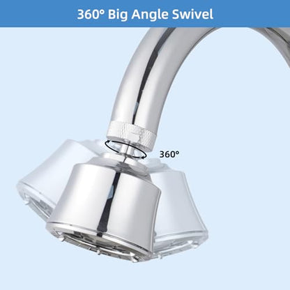 4 Modes Kitchen Sink Faucet Head, Big Angle Swivel Aerator, Silver Chrome | Faucet Sprayer Attachment with 55/64-27UNS Famale Thread, Male Thread Adapter Included - color: Chrome, style: with 1 joint ball