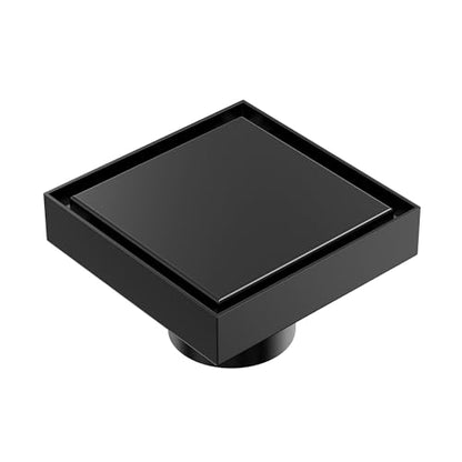 4 Inch Square Shower Floor Drain, SUS304 Stainless Steel with X-Shaped High Flow Channel, Anti-Clogging Hair Strainer, No Hub Required, Matte Black - color: Matte Black, size: 4