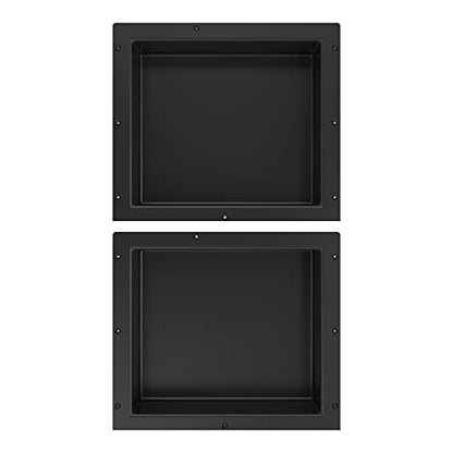 Tile Redi USA RND1614S-14 Niche Double Recessed Shower Shelf, Two Shelves, 28" H X 16" W, Black - size: 28" H X 16" W, style: 2 Shelves