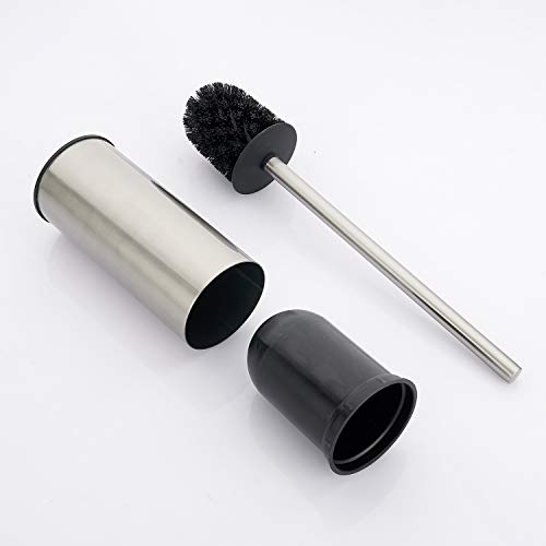 BGL Toilet Brush Holder Brushed Nickel, Stainless Steel 304 Brushed Nickel Round Freestanding Toilet Bowl Brush and Holder for Bathroom - color: Brushed Nickel