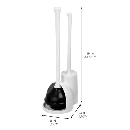 iDesign Compact Plunger Set, White, Set of 2 | Toilet Brush, Bathroom Cleaning, Storage - color: White, style: Pack of 2