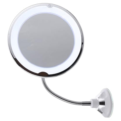 Rotating Magnifying Vanity Mirror with Suction Cup 10X Magnification LED Lighted Makeup Mirror for Bathroom and Travel Use