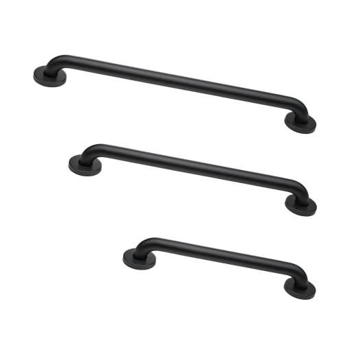ADA Grab Bar Bundle, Matte Black, Pack of 3, 18/36/42 in | 1.5 in Diameter, Toilet Grab Bars, Commercial Restrooms, Shower Use, Bundle of Multiple Lengths - color: Matte Black