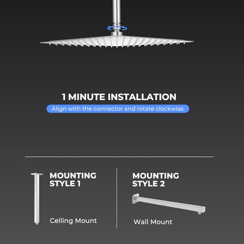 Rain Shower head, High Pressure Shower Head Made of 304 Stainless Steel, Relaxed Shower Experience Even at Low Water Flow and Pressure (10" Brushed Nickel) - color: Brushed Nickel, size: 10 Inch