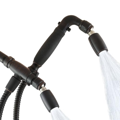 High Sierra® - Solid Lead-Free Metal 4-Way Combo CLASSIC™ Fixed and Handheld Shower Head with Hose. Run Separately or Both at Full Flow - 1.8 GPM per Shower Head - Oil Rubbed Bronze Finish - color: Oil Rubbed Bronze, size: 1.8 GPM