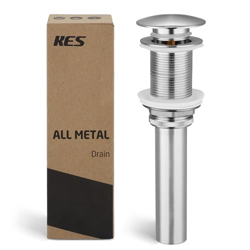 KES Bathroom Sink Drain Without Overflow Vessel Sink Lavatory Vanity Pop Up Drain Stopper Brushed Nickel Finish for 1.6"-1.9" Sink Hole, Brass and Stainless Steel, S2008D-BN - color: Brushed Nickel, style: NO Overflow, 1 Pack