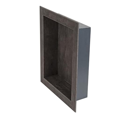 Palisade 17.5 in x 15.5 in Vinyl Shower Niche Ashen Slate | Waterproof Shower Insert - color: Ashen Slate