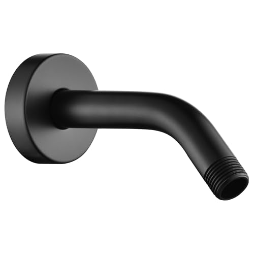 BRIGHT SHOWERS Shower Arm with Flange, Solid Brass 6 Inch Wall Mount Shower Head Extension, Extra Thick All Metal Shower Pipe Arm and Shower Neck Replacement, Matte Black - color: Matte Black, style: Basic 6 Inch