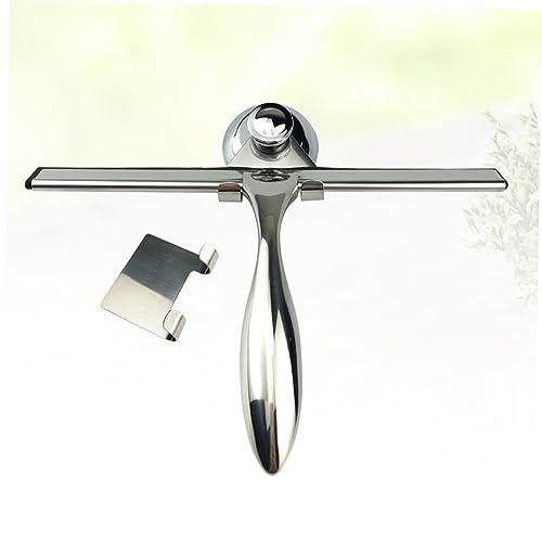 Ipetboom 3pcs Bathroom Squeegee for Shower Door Stainless Steel Glass Scraper Window Cleaning Squeegee Suction Cup and Holder