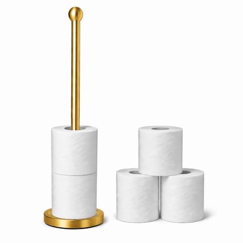 Toilet Paper Holder Stand for Max 5 Paper Rolls - Gold - color: Gold
