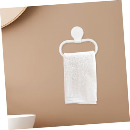 Ipetboom 2pcs Adhesive Wall Towel Holder Hand Towel Ring for Bathroom Impact-Resistant Bathroom Wash Cloth Holder with Strong Reliable Fixation Minimalist White Design for Easy Installation