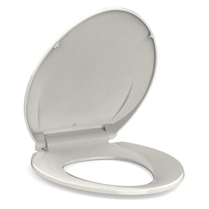 Toilet Seat, Elongated Toilet Seat with Quick-Release And Quick-Attach, Plastic Toilet Seat with Soft Close, Never Loosen, Easy Install and clean - Fits Most Elongated Toilets Biscuit - color: Biscuit, size: Elongated