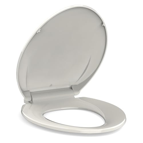 GarveeTech Enlongated Toilet Seat, Slow Close Toilet Cover Seat for Easy Clean and Stain-Resistant, Plastic Toilet Seat With Cover, Quick-Release Hinges and Quick-Attach Hardware, Biscuit - color: Biscuit, size: Elongated