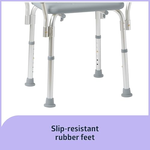 Dr. Dunley Bath Chair for Seniors, Shower Seat with Back, Suction Feet, Non-Slip Adjustable Height Shower Bench for Elderly, 350lb Weight Capacity - size: Backrest with Arms