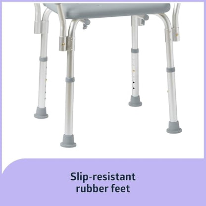 Dr. Dunley Bath Chair for Seniors, Shower Seat with Back, Suction Feet, Non-Slip Adjustable Height Shower Bench for Elderly, 350lb Weight Capacity - size: Backrest with Arms