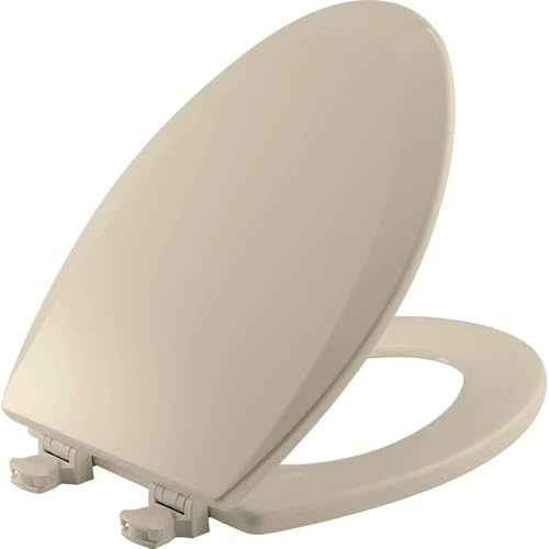 Bemis 1500EC 146 Almond Elongated Molded Wood Toilet Seat with Easy-Clean & Change Hinge - color: Almond, size: Elongated