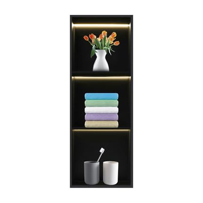 2-Tiers 12x24 Shower Niche with LED Light Strips, Matte Black Shower Niche Cabinet, Recessed Wall Cabinet, Stainless Steel Bathroom Shelf for Bathrooms, Kitchens, Toilets (12x36in) - size: 12x36in