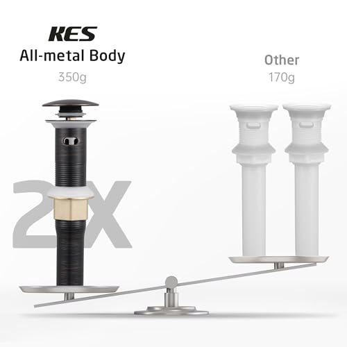 KES Bathroom Sink Drain with Strainer Basket Drain Hair Catcher, Pop Up Drain Stopper Vessel Sink Vanity with Overflow Anti Clog, Oil Rubbed Bronze S2013A-ORB - color: Oil Rubbed Bronze, style: for sink WITH overflow,1-pack