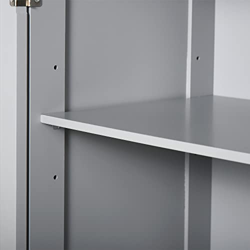 kleankin Freestanding Bathroom Floor Cabinet with 2 Doors 2 Drawers Gray | Wooden Bathroom Cabinet, Adjustable Shelf - color: Grey
