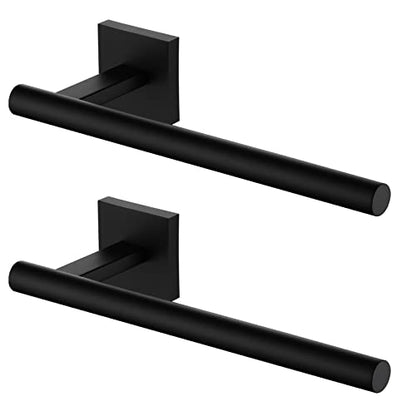 KOKOSIRI Towel Bar Matte Black Bathroom Hardware Hand Towel Rails Wall Mounted Kitchen Toilet Cabinet Paper Holder 2 Pack, Stainless Steel B3008BK-P2 - color: Matte Black, size: 2 Pack