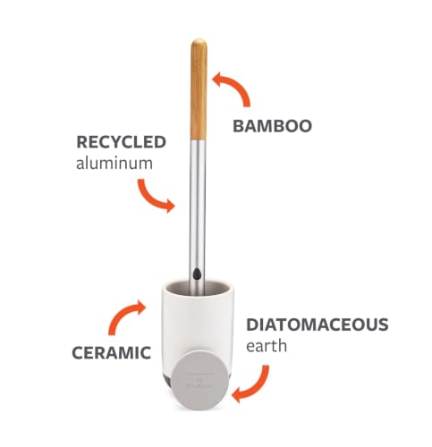 Full Circle Quick Drying Toilet Brush, Bathroom Toilet Brush with Ceramic Holder and Quick-Dry Base for Mold & Mildew Prevention, More Hygienic Toilet Cleaning Scrubber, Replaceable Head, White - color: Starter Kit, style: Toilet Brush