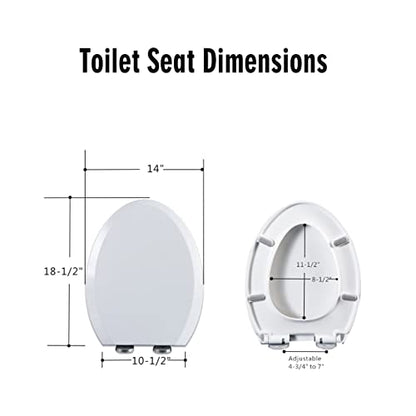 Soft Close Elongated Toilet Seat - Easy Clean, Universal Fit, Durable UF Material, Non-Slip Bumpers, Quiet Lid, White - Perfect for Home Bathrooms.
