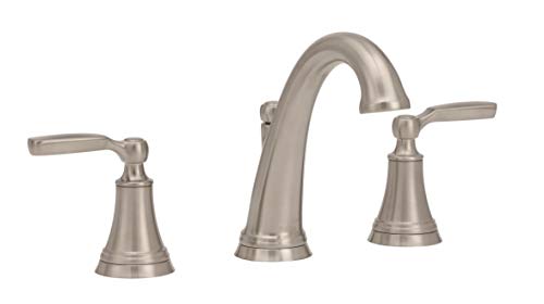 Delta Woodhurst Brushed Nickel Bathroom Faucet 3 Hole, 8 Inch Widespread Bathroom Sink Faucet for Vanity, Metal Push-Pop Drain Assembly, Stainless 3532LF-SS - color: Stainless
