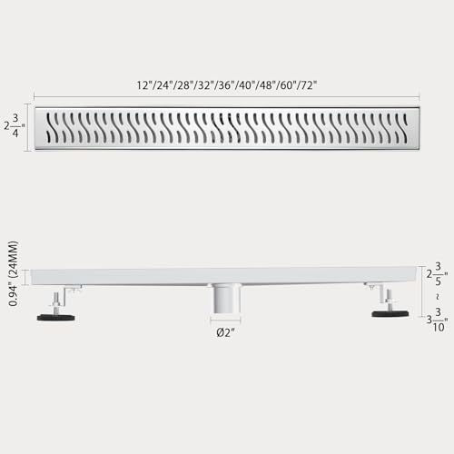 Linear Shower Drain, 32 inch Brushed Nickel | Including Hair Catcher and Removable Grate, 304 Stainless Steel, Easy to Install and Clean (Drain Base Not Included) - color: Brushed Nickel, size: 32 inch