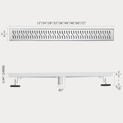 Linear Shower Drain, 32 inch Brushed Nickel | Including Hair Catcher and Removable Grate, 304 Stainless Steel, Easy to Install and Clean (Drain Base Not Included) - color: Brushed Nickel, size: 32 inch