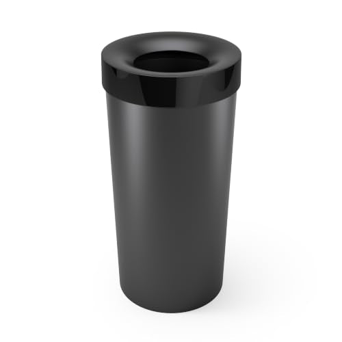 Umbra Vento Kitchen Trash Can – Large 16 Gal (62 L) Open Top Garbage Can for Home & Office – Modern Clean Design, Black - color: Black