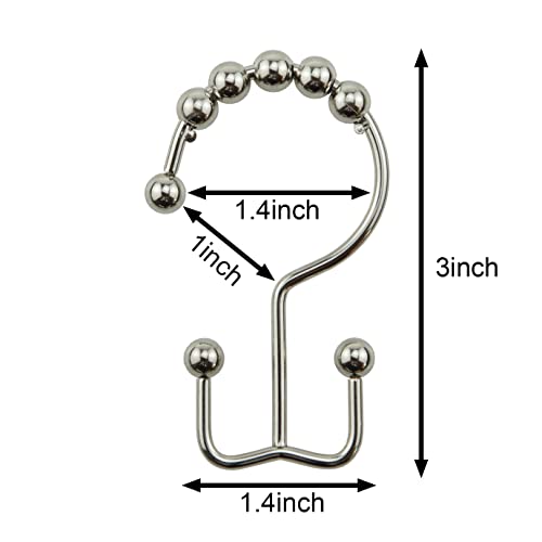 12PCS White Nickel Stainless Steel Shower Curtain Rings, Metal Double Glide Rollers Shower Hooks for Bathroom Shower Curtain Rods - color: White Nickel