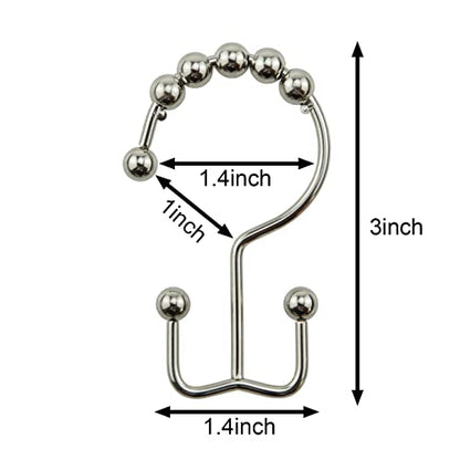 12PCS White Nickel Stainless Steel Shower Curtain Rings, Metal Double Glide Rollers Shower Hooks for Bathroom Shower Curtain Rods - color: White Nickel