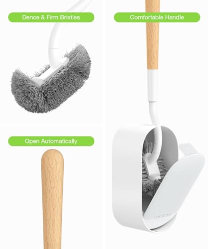 OSCIOSS Bamboo Toilet Brush Set, 2 Pack with Ergonomic Design, Compact Size, Durable Bristles, Wooden Holder for Bathroom Cleaning - color: Natural, size: 2 Pack