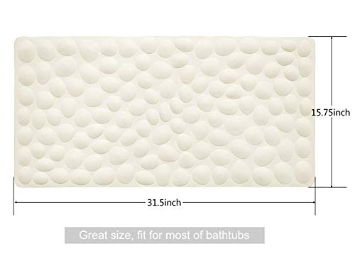 Non-Slip Bathtub Mat OTHWAY Soft Rubber Bathroom Bathmat with Strong Suction Cups (Beige) - color: Beige, size: 31.5" x 16" (Rectangular)