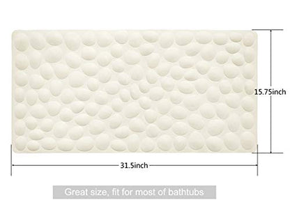 Non-Slip Bathtub Mat OTHWAY Soft Rubber Bathroom Bathmat with Strong Suction Cups (Beige) - color: Beige, size: 31.5" x 16" (Rectangular)