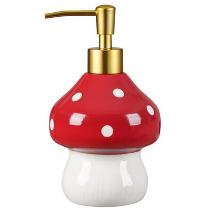 RQYIXI 17 Oz Mushroom Ceramic Soap Dispenser with ABS Pump,Refillable Liquid Bathroom soap Dispenser for Lotion,Body Wash,Cute Kitchen Soap Dispenser for Dish Soap,Hand Soap - color: Mushroom
