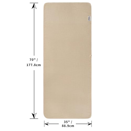 POLYTE 430 GSM Poly Blend Microfiber Waffle Bath Sheet XL Set, 35x70 in | 2 Pack, Oversize, Lint Free, Quick Dry - color: Beige, size: X Large