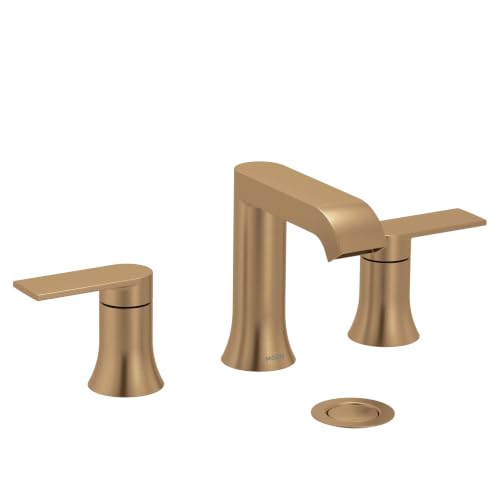 Moen Genta LX Bronzed Gold Two-Handle High Arc Widespread Bathroom Sink Faucet, for 3-Hole Setups, Valve Included, TV6708BZG - color: Bronzed Gold