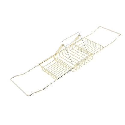 Yctze Stainless Steel Bathtub Tray, Adjustable Shower Tub Caddy with Extendable Sides & Removable Book Holder for Bathroom Accessories (Gold) - color: Gold