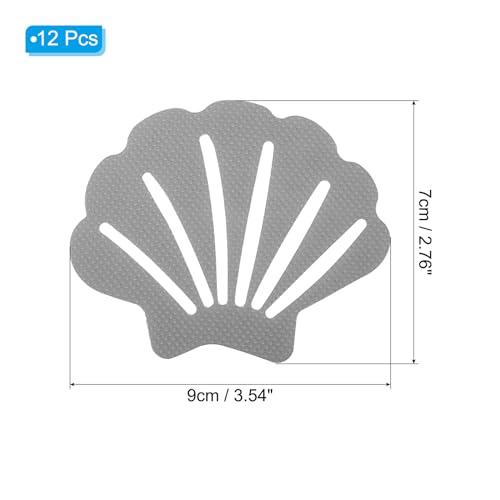 PATIKIL 12 Pcs Non Slip Bathtub Stickers, Anti Slip Shower Stickers Bathroom Shower Floor Decals Sea Shell Shape Cute Treads Tubs, Gray - color: Gray