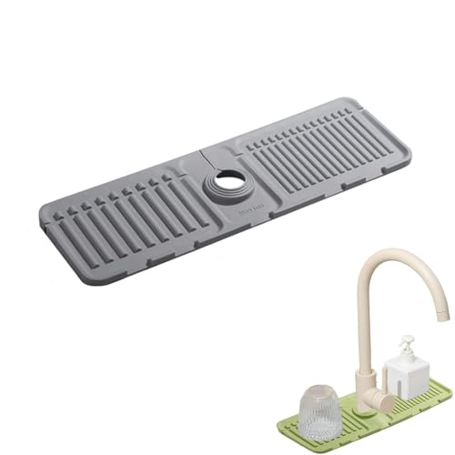 Faucet Guard & Draining Mat, Foldable Self-Draining Faucet Splash Guard Mat, Slope Design Kitchen Sink Splashguard for Home Bathroom Drying Glasses Around (Grey) - color: Gray