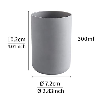 Bathroom Tumblers 2Pcs, Mouthwash Cup, Toothbrush Holders, Drink Mug, Pen Holder, Unbreakable Dishwasher Safe, 10fl.oz(300ml)/Pcs (Grey & Grey) - color: Grey&grey