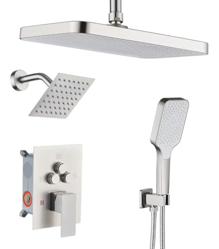 Shower Faucet Set With Handheld Shower Head Brushed | Rain shower Head With Handheld Sprayer - color: Gray