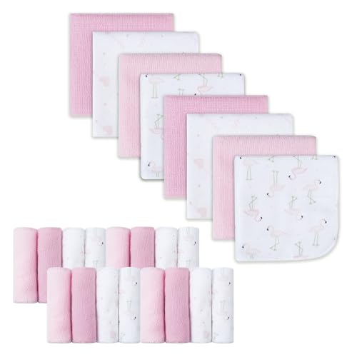 softan Baby Washcloths, 24Pack Baby Wash Cloths Extra Soft & Ultra Absorbent, Baby Towels and Washcloths Face Towel Unisex for Boys Girls Body, Washclothes Gentle on Sensitive Skin, 9x9 Flamingos - color: Flamingos