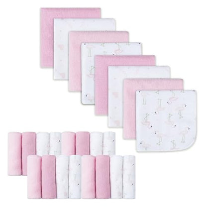softan Baby Washcloths, 24Pack Baby Wash Cloths Extra Soft & Ultra Absorbent, Baby Towels and Washcloths Face Towel Unisex for Boys Girls Body, Washclothes Gentle on Sensitive Skin, 9x9 Flamingos - color: Flamingos