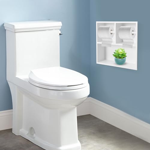 Dual Toilet Roll Holder, Recessed Toilet Paper Holder 304 Stainless Steel | Toilets Paper Holders Horizontal Toilets Paper Niche Toilet Niche Dispenser with Storage 12.2 LX 3.94W X 12.2H in (White) - color: White