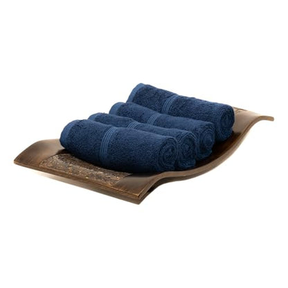 Mosobam Luxury Turkish Washcloths, 4 Pack, 13 x 13 in, 700 GSM, Navy Blue | 4 washcloth face towels, 13 x 13 in, 700 GSM, 50% viscose made from bamboo and 50% Aegean Turkish cotton, plush and absorbent - color: Navy, size: Washcloths, Set of 4